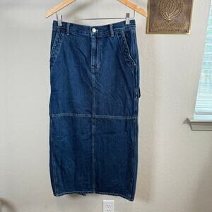 Women's Madewell Denim Blue Jean Cargo Pieced Midi Skirt Size 26 Small